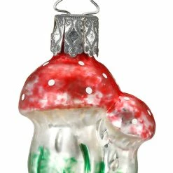 Inge Glass Christmas Vintage Mushroom Pair Ornament