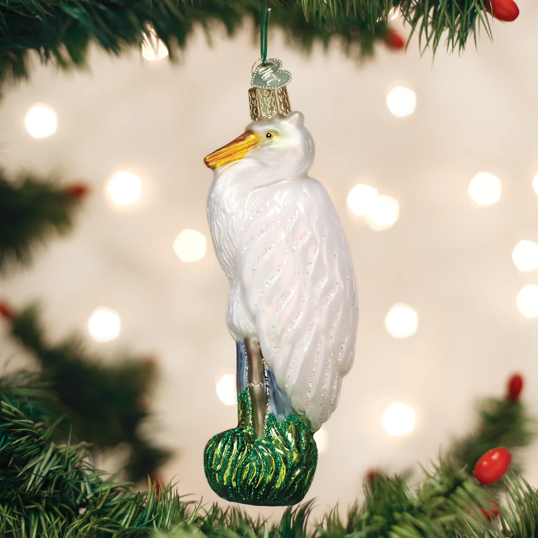 Old World Christmas Great Egret Ornament 3 Old World Christmas Great Egret Ornament