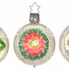 Inge Glass Floral Reflector 2" Ball Ornament Set With Vintage Patina Christmas