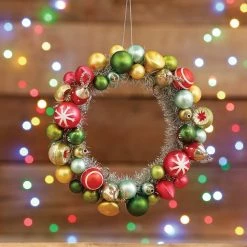 Raz Christmas Retro Silver Tinsel Ornament Wreath