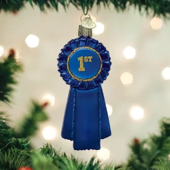 TheHolidayBarn.com Christmas Blue Ribbon Ornament
