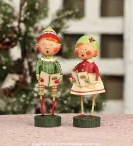 Henry And Holly Come Caroling Figurine, Lori Mitchell 4 Henry And Holly Come Caroling Figurine, Lori Mitchell