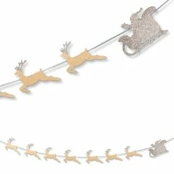 Bethany Lowe Santa & Reindeer Garland Platinum