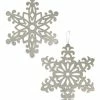 Bethany Lowe Large Platinum Glittered Snowflakes, 15"