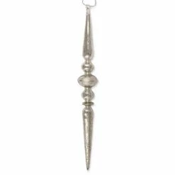 Bethany Lowe Antique Silver Glass Icicle Finial Ornament - 13.5"