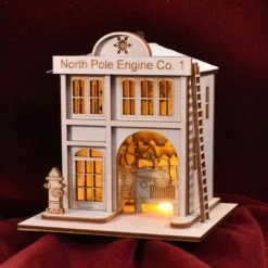 Ginger Cottages Christmas North Pole Fire Company Balsa Wood Ornament