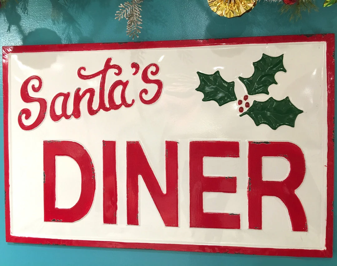 Raz Santa's Diner Sign New! 3 Raz Santa's Diner Sign New!