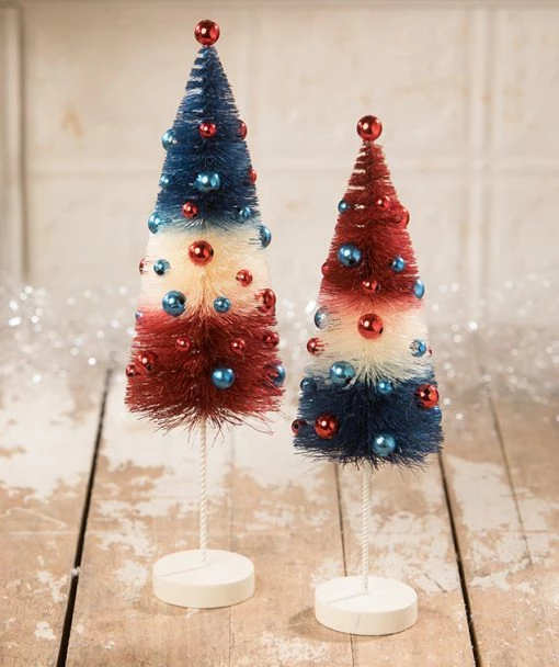 Bethany Lowe New! Americana Rocket Bottle Brush Trees
