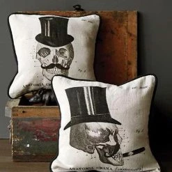 Creative Co-Op Anatomical Skull Dandies Pillows - Set Of 2