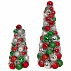 Raz Ball & Tinsel Trees, Red, Green & Silver