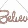 TheHolidayBarn.com New! Glittered Believe Ornament, Rose Gold