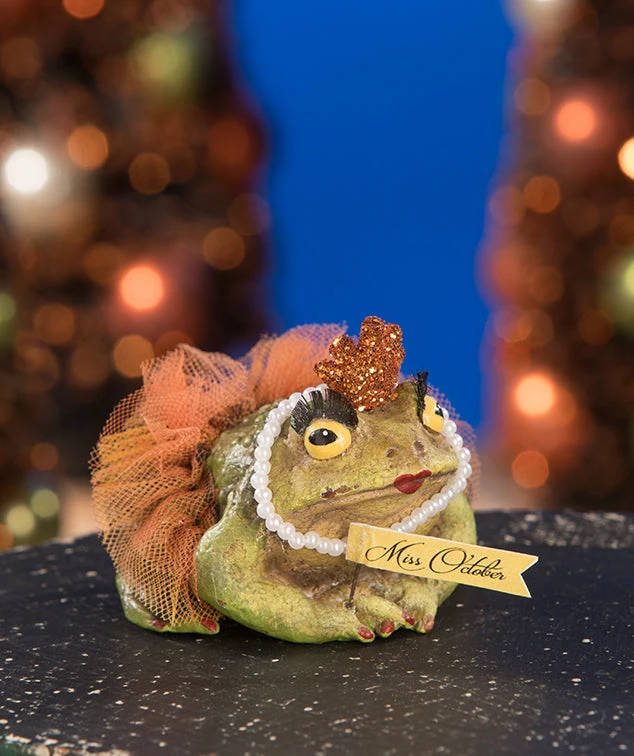 Bethany Lowe Miss October Frog Figurine New! 3 Bethany Lowe Miss October Frog Figurine New!
