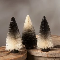 Bethany Lowe New! Black & White Ombre Mini Bottle Brush Trees