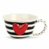Demdaco Valentine's Day Black Stripes And Heart Tea Cup