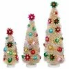 Raz Ivory Bottle Brush Trees With Foil Ornaments