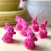 TheHolidayBarn.com Bright Pink Flocked Bunny Rabbits, Small New!