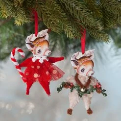 Bethany Lowe Chenille Reindeer Ornaments New!