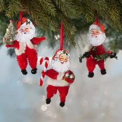 Bethany Lowe Chenille Santa Ornaments