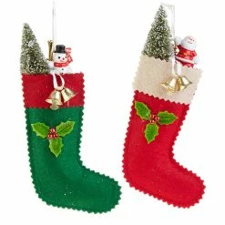 Raz New! Christmas Craft Fair Felt Stocking Ornaments