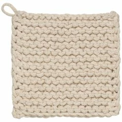 TheHolidayBarn.com Chunky Knit Cotton Potholders, Natural