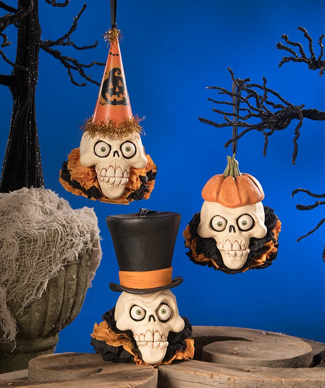Bethany Lowe Skelly Head Ornaments New! 3 Bethany Lowe Skelly Head Ornaments New!