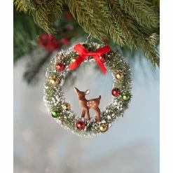 Bethany Lowe Deer In Wreath Ornament New!