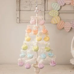 Bethany Lowe Pink Cracked Egg Basket Ornaments, Set Of 6 New!