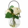 K&K Interiors Faux White Roses In Vase With Wire Hanger 1 K&K Interiors Faux White Roses In Vase With Wire Hanger