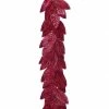 TheHolidayBarn.com New! Flocked Leaf Garland, Fuchsia Pink