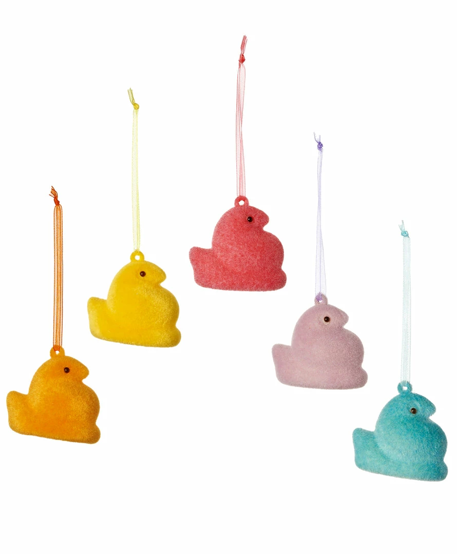 TheHolidayBarn.com Colorful Flocked Peeps Ornaments New! 3 TheHolidayBarn.com Colorful Flocked Peeps Ornaments New!