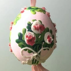 TheHolidayBarn.com New! Pink Flower Bouquet Egg Ornament
