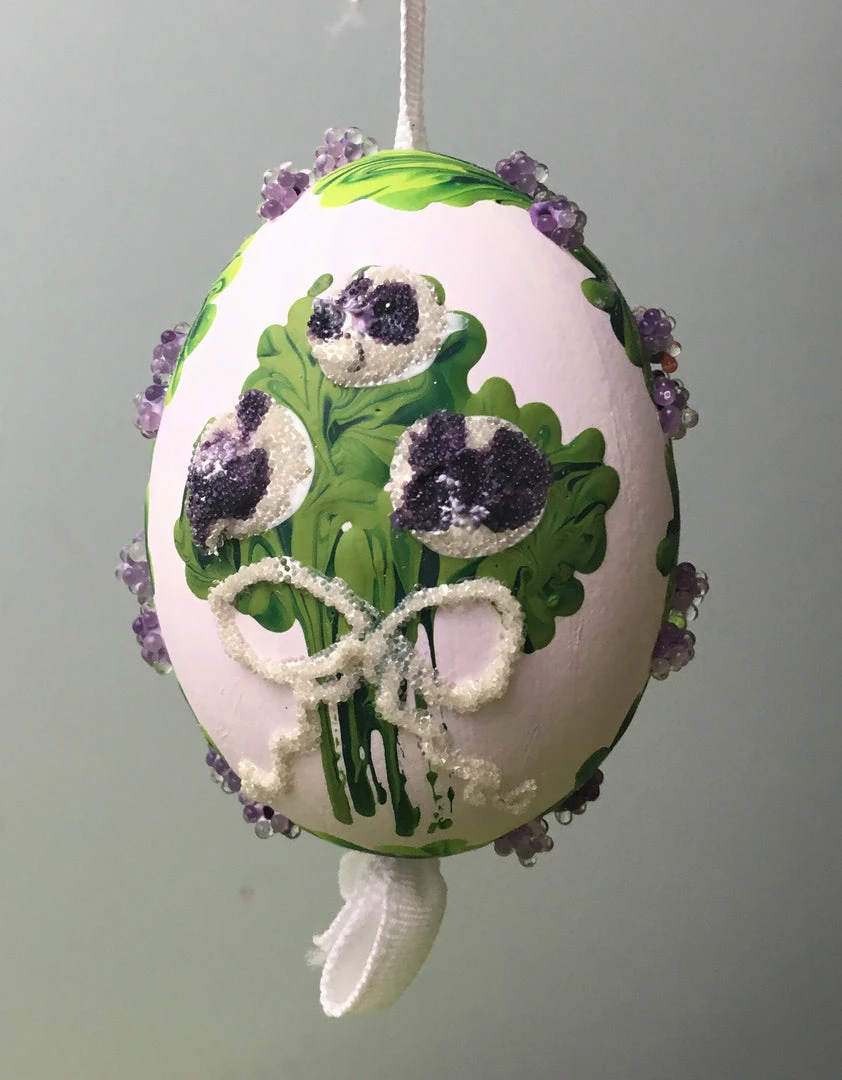 TheHolidayBarn.com Purple Flower Bouquet Egg Ornament New! 3 TheHolidayBarn.com Purple Flower Bouquet Egg Ornament New!