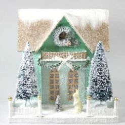 Cody Foster Frosty Cottage With Bunny Putz House New!