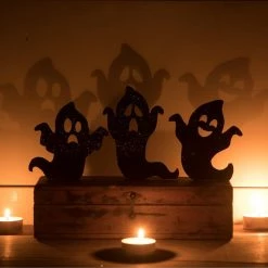 Bethany Lowe Ghoulish Ghost Silhouettes With Black Glitter