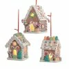 Kurt Adler New! Gingerbread Candy Cottage Ornaments