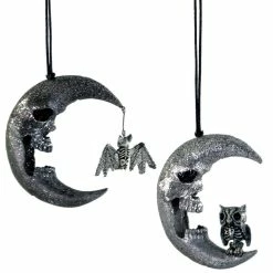Katherine's Collection Glittered Skull Moon Ornaments