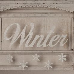 Bethany Lowe Winter Tin Sign With Snowflakes New!