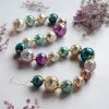 Glitterville Gold & Jewel Tone Textured Glass Ball Garland New!
