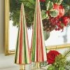 Raz Gold, Red & Green Ribbed Glass Trees New! 1 Raz Gold, Red & Green Ribbed Glass Trees New!