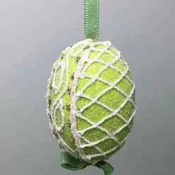 TheHolidayBarn.com New! Green Sugar Lattice Egg Ornament