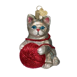 Old World Christmas Playful Kitten With Yarn Ball Ornaments