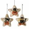 Bethany Lowe Halloween Kitty Cat Felt Star Ornaments New!