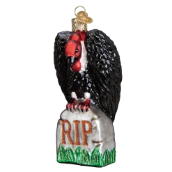 Old World Christmas Halloween Vulture On Tombstone Ornament
