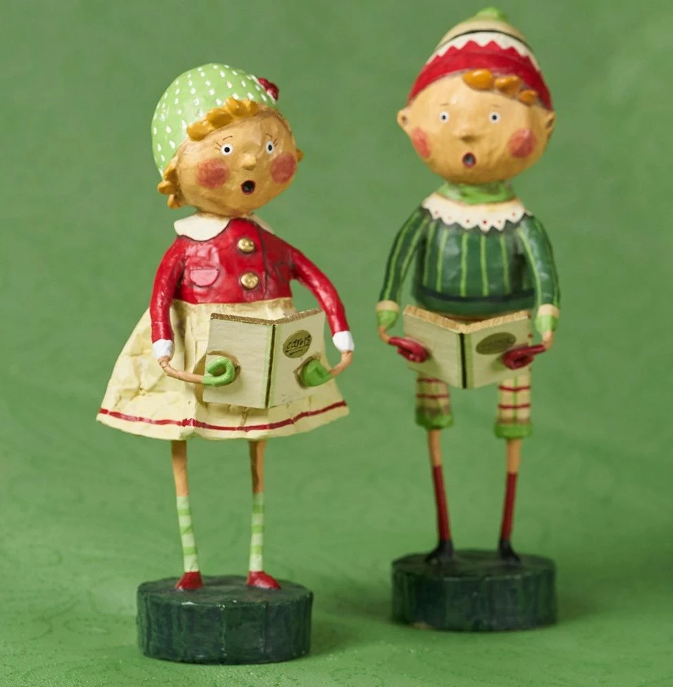 Henry And Holly Come Caroling Figurine, Lori Mitchell 3 Henry And Holly Come Caroling Figurine, Lori Mitchell