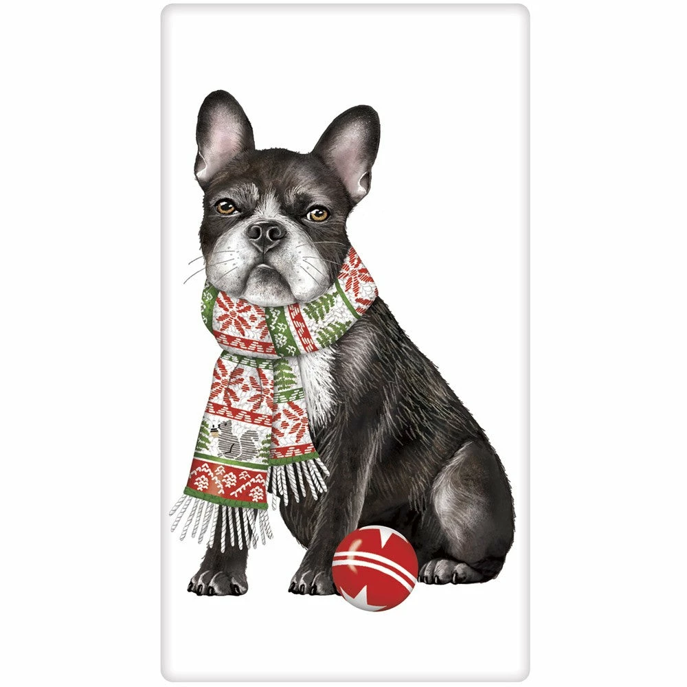 Mary Lake-Thompson Holiday Party Boston Terrier Flour Sack Towel 3 Mary Lake-Thompson Holiday Party Boston Terrier Flour Sack Towel
