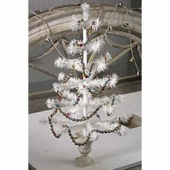 Bethany Lowe Ivory Feather Tree In Urn Base Christmas