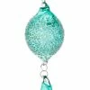 TheHolidayBarn.com Jim Marvin Light Turquoise Beaded Glass Teardrop, 19" New!