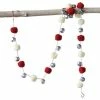 Creative Co-Op Jingle Bell Garland With Red And Cream Pom Poms