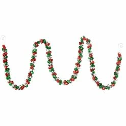 Raz Jingle Bell Garland, Red, Green & Silver
