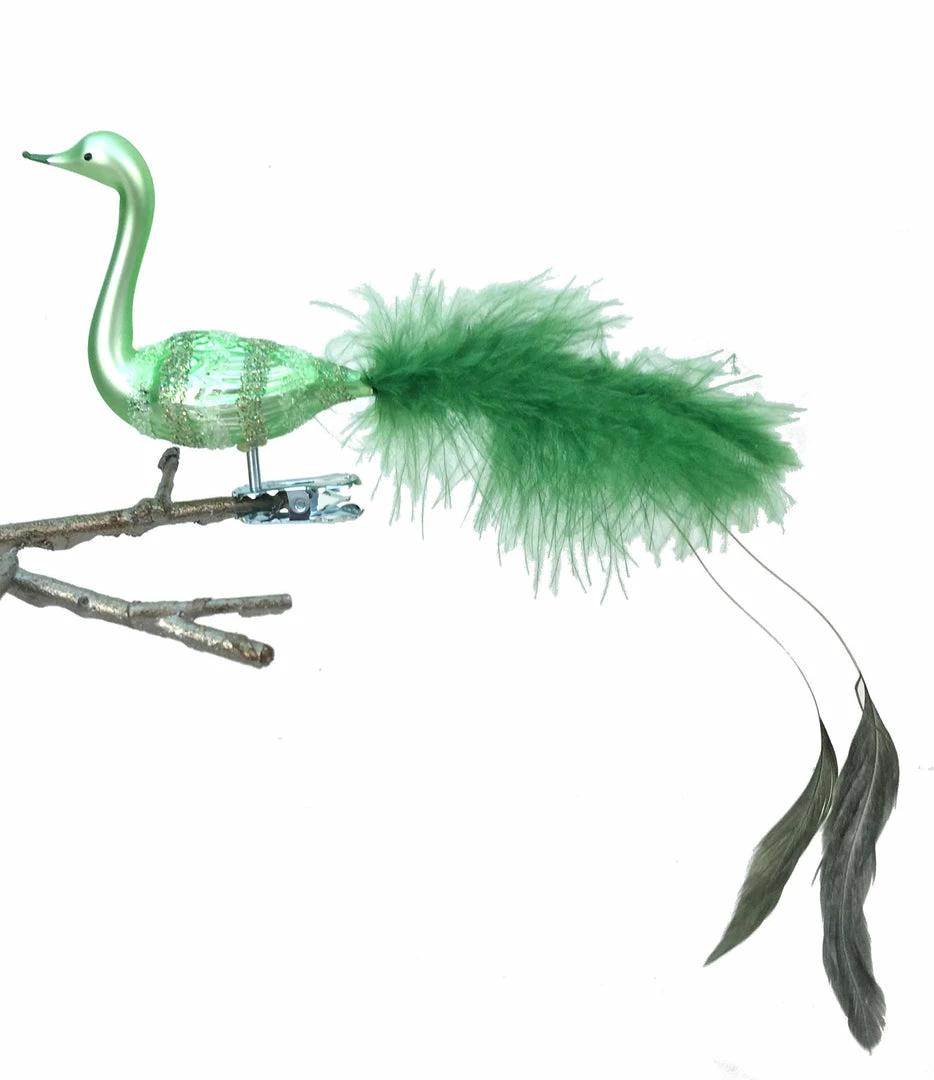 Old German Christmas Light Green Bird Clip Ornament With Fancy Tail Feathers 3 Old German Christmas Light Green Bird Clip Ornament With Fancy Tail Feathers